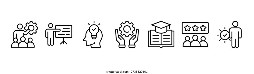 Training banner web icon vector illustration concept for education with icon of coaching, teaching, knowledge, development, learning, experience, and skills