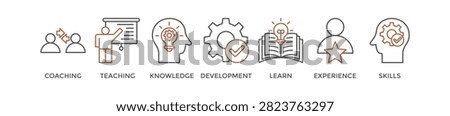 Training banner web icon vector illustration concept for education with icon of coaching, teaching, knowledge, development, learning, experience, and skills