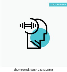 Training, Brian, Dumbbell, Head turquoise highlight circle point Vector icon