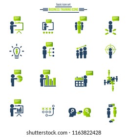 Training. Business training icon set. Vector