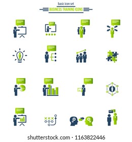 Training. Business training icon set. Vector