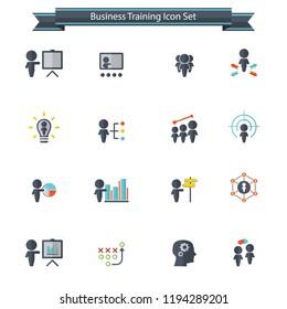 Training. Business training icon set. Vector illustration.