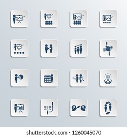 Training. Business training vector icon set.