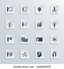 Training. Business training vector icon set.