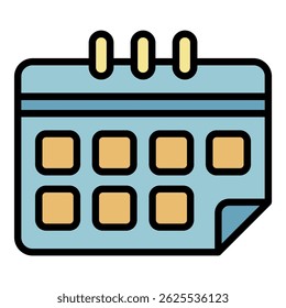 Symbol für Trainingskalender. Gliederungstraining Kalender, Vektorsymbol, Farbe, flach, einzeln