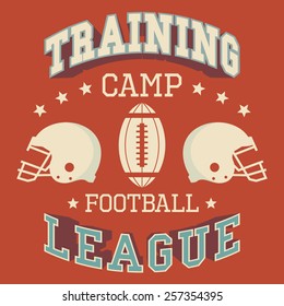 Training camp american football league, t-shirt typographic design 