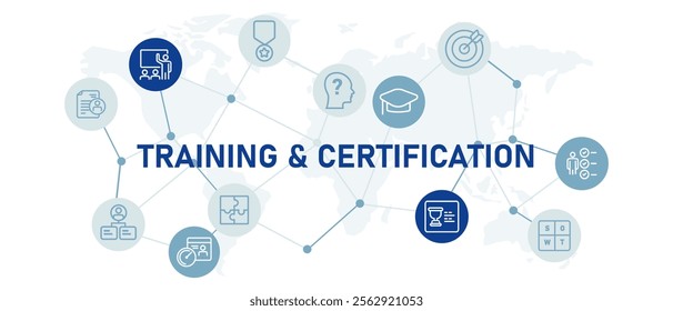 Training and Certification web header icon set learning academy  certified qualification certificate of competence certified class web header illustration