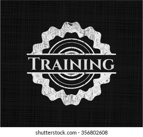 Training chalk emblem written on a blackboard