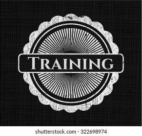 Training chalkboard emblem on black board