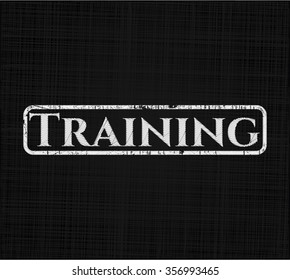 Training chalkboard emblem on black board