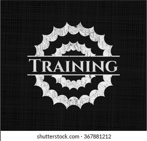 Training chalkboard emblem on black board