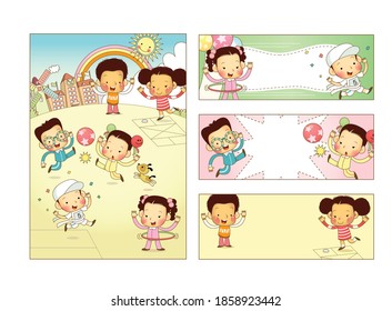 Training Children's Play Illustration Vector Illustration