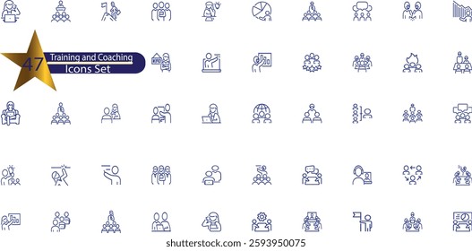 Training and Coaching Line Editable Icons set