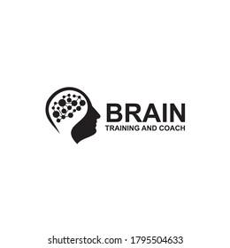 Training and coaching logo design with using graphic icon of brain of human