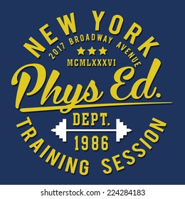 Training, college, typography, t-shirt graphics, vectors