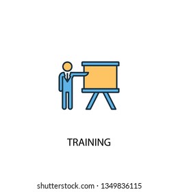 training concept 2 colored line icon. Simple yellow and blue element illustration. training concept outline symbol design