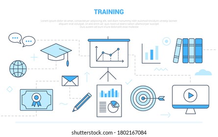 training concept education campaign for website homepage template landing page banner with outline icon style