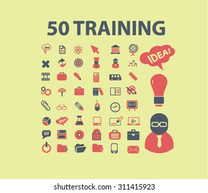 training concept icons, signs set, vector