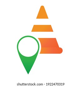 training cone location illlustration design. training cone location icon isolated on white background. ready use vector.