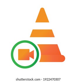 training cone video record illlustration design. training cone video record icon isolated on white background. ready use vector.