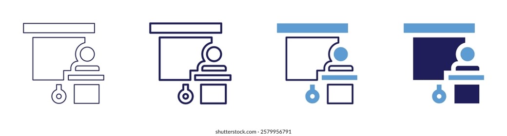 Training course icon in 4 different styles. Thin Line, Line, Bold Line, Duotone. Duotone style. Editable stroke.