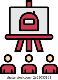 Design de ícone de vetor preenchido da linha do curso de treinamento