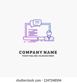 training, course, online, computer, chat Purple Business Logo Template. Place for Tagline