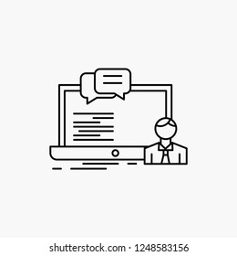 training, course, online, computer, chat Line Icon. Vector isolated illustration