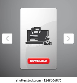 training, course, online, computer, chat Glyph Icon in Carousal Pagination Slider Design & Red Download Button