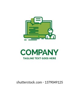 training, course, online, computer, chat Flat Business Logo template. Creative Green Brand Name Design.
