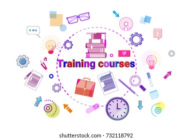 Training Courses Banner Online Education Elearning Concept Vector Illustration