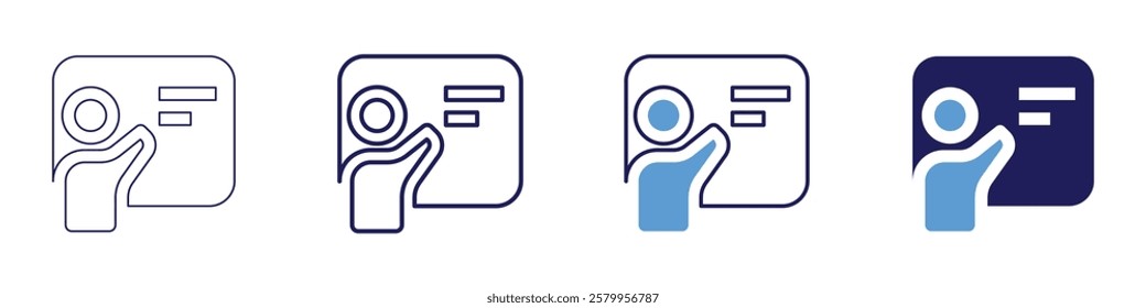 Training curriculum icon in 4 different styles. Thin Line, Line, Bold Line, Duotone. Duotone style. Editable stroke.