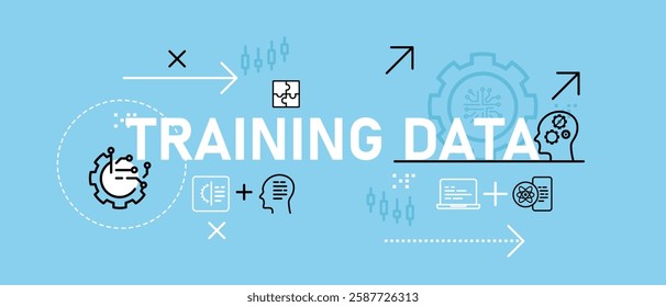 Training data conceptual AI artificial intelligence smart learning machine repository input dataset learning labeled training database corpus concept design illustration