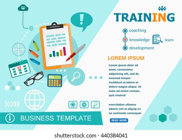 Training design concepts of words learning and training. Training flat design banners for website, easy to use and highly customizable.