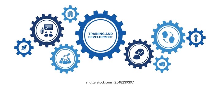 Training and Development Banner Concept: Professional Growth, Coaching, Supervision, Career Transition, and Communication