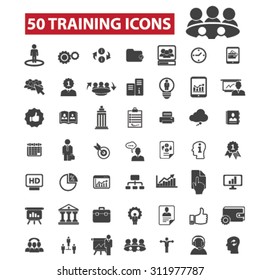 training development, business education, school, ceo, manager, businessman study, marketing case, management, teamwork, lessons, seminar, lecture icons, signs vector concept set
