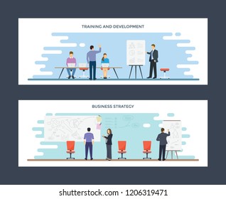 Training and Development, Business Strategy Flat Illustrations 