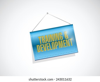 training and development hanging sign illustration design over a white background