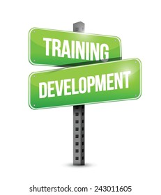 training development road sign illustration design over a white background