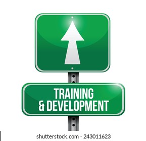 training and development street sign illustration design over a white background