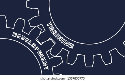 Training and Development text on the Mechanism of Gears. Communication Concept in Industrial Design. Modern brochure design template