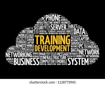 Training development word cloud collage, technology concept background