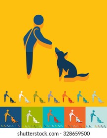 training dogs icon in flat design with long shadows. Vector illustration