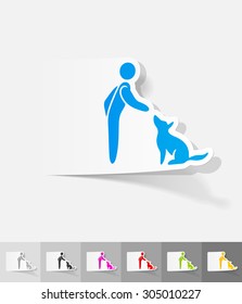 training dogs paper sticker with shadow. Vector illustration