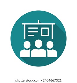 Training education flat icon. Simple illustration with long shadow for graphic and web design.