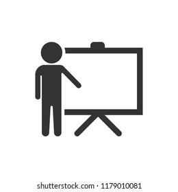 Training education icon in flat style. People seminar vector illustration on white isolated background. School classroom lesson business concept.
