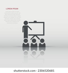 Training education icon in flat style. People seminar vector illustration on white isolated background. School classroom lesson business concept.