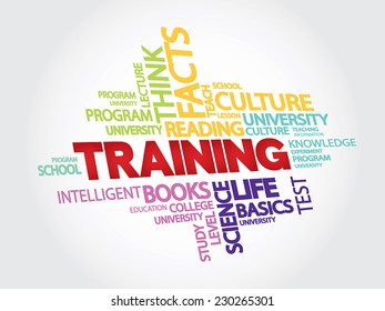 Training and education related words vector concept in tag cloud