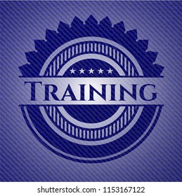 Training emblem with jean texture