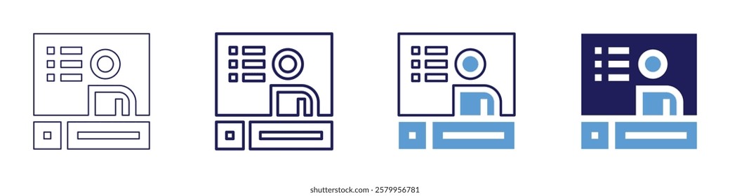 Training evaluation icon in 4 different styles. Thin Line, Line, Bold Line, Duotone. Duotone style. Editable stroke.